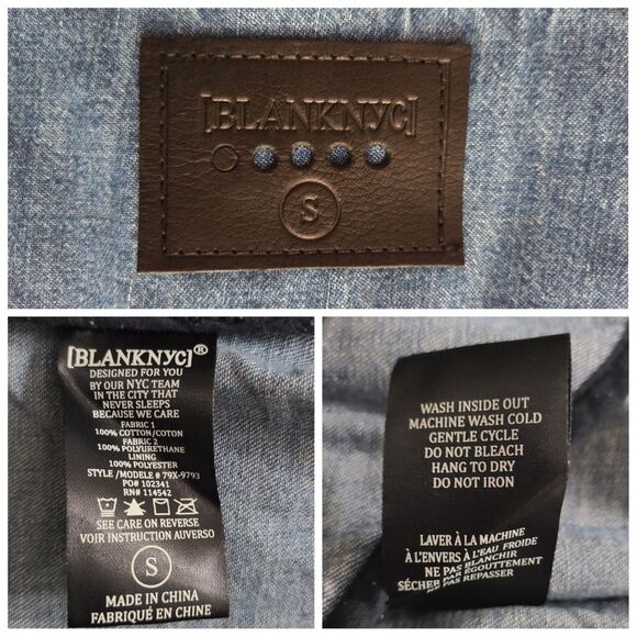 NWT|BLANK NYC Mixed Media Denim Zippered Parka Jacket, SMALL - Picture 12 of 12